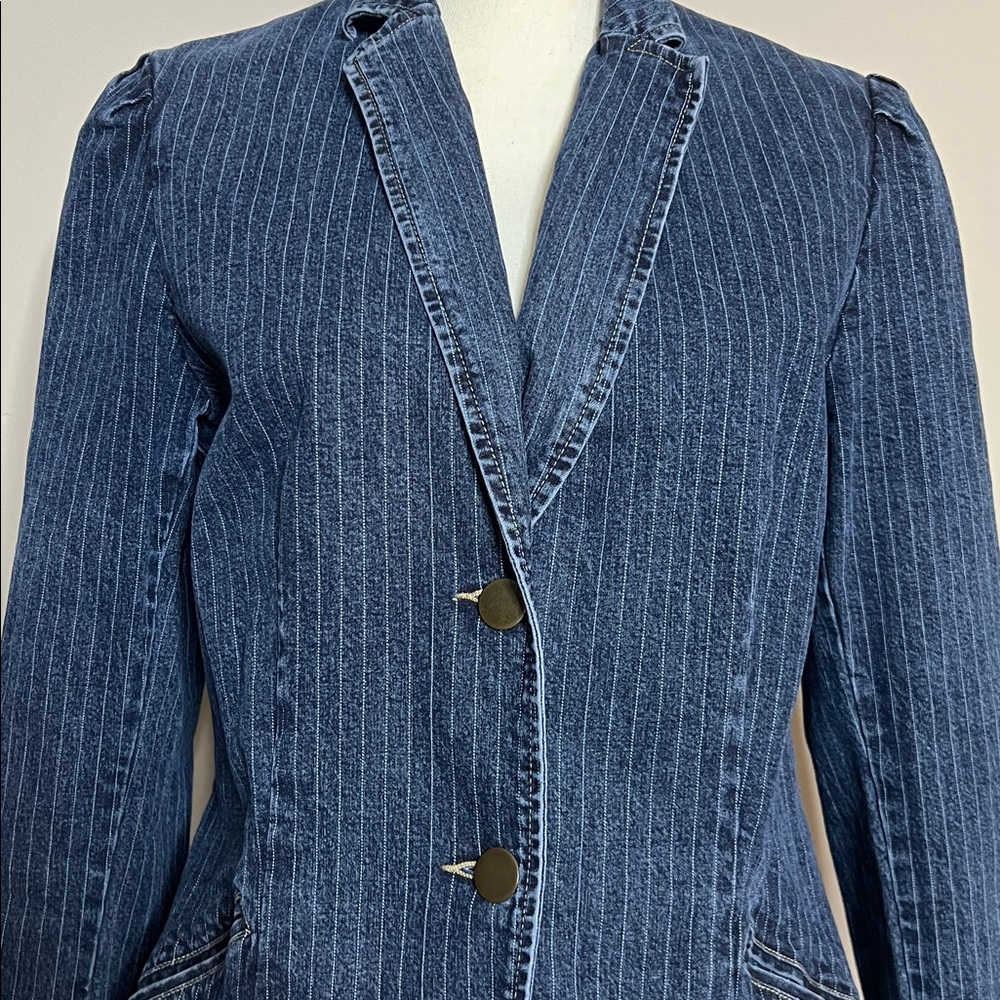 👖🧢🥏EUC New York & Company Striped Denim Jacket - Picture 4 of 13